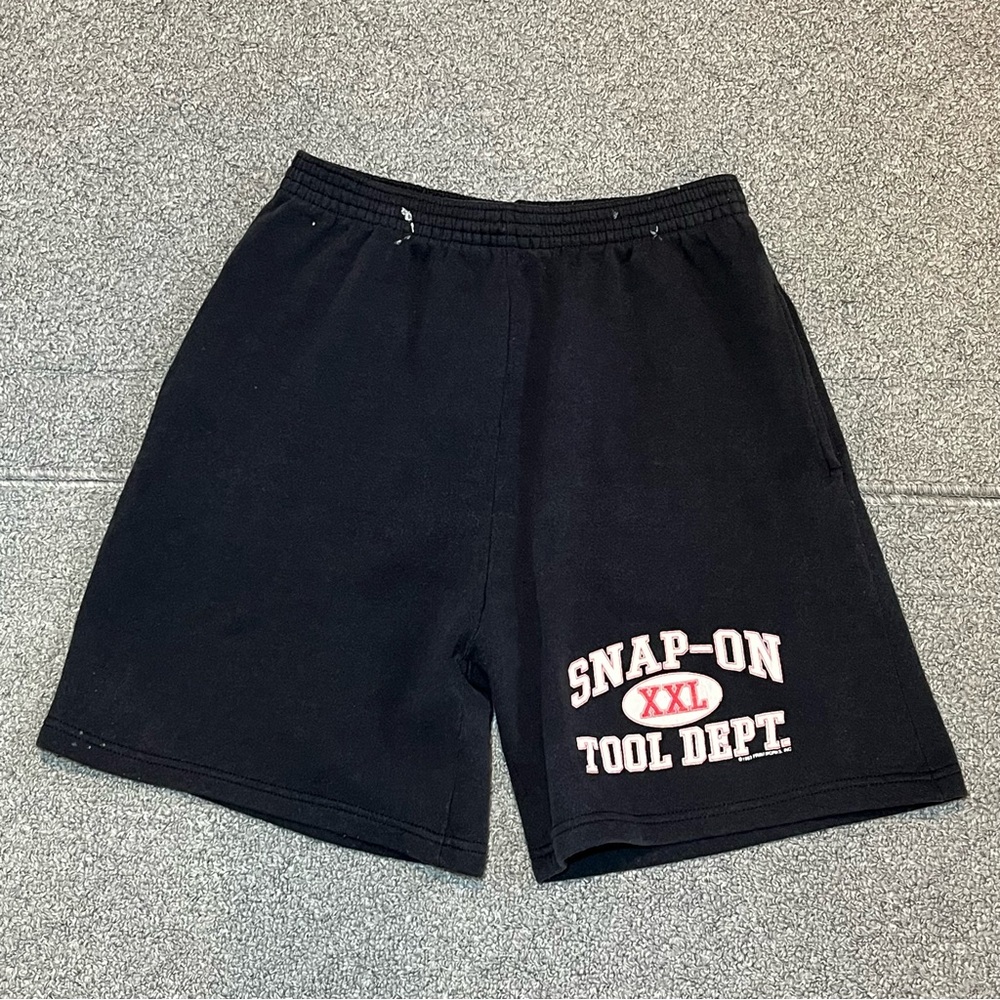 Vintage Tultex Snap On Tool Dept Fleece Shorts Mens Size XL Black Made In USA